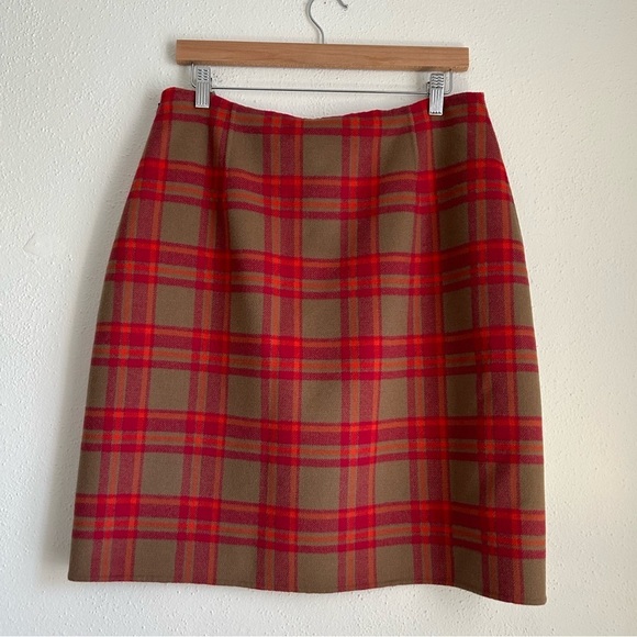 NWT Weekend Max Mara Virgin Wool Plaid Pink Brown Mini Skirt US 12 $395 - Picture 3 of 8
